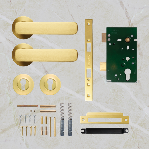 Momo Handles Aspen Solid Brass Lever Entrance Set Brushed Satin Brass