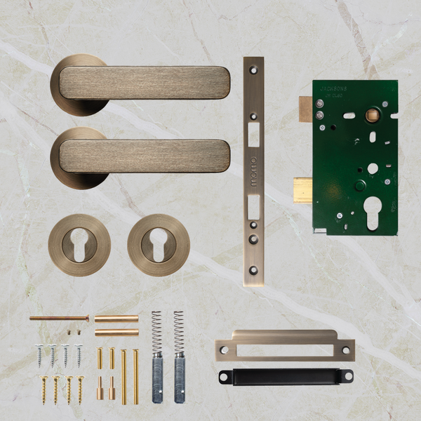 Momo Handles Aspen Solid Brass Lever Entrance Set Dark Brushed Brass