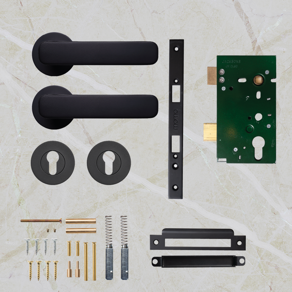 Momo Handles Aspen Solid Brass Lever Entrance Set Matte Black