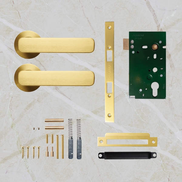 Momo Handles Aspen Solid Brass Mortice Lock Passage Lever Set Brushed Satin Brass