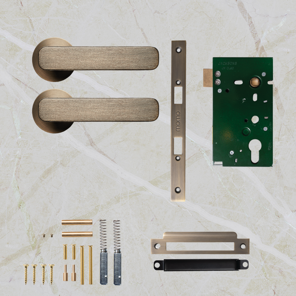 Momo Handles Aspen Solid Brass Mortice Lock Passage Lever Set Dark Brushed Brass