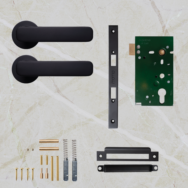 Momo Handles Aspen Solid Brass Mortice Lock Passage Lever Set Matte Black