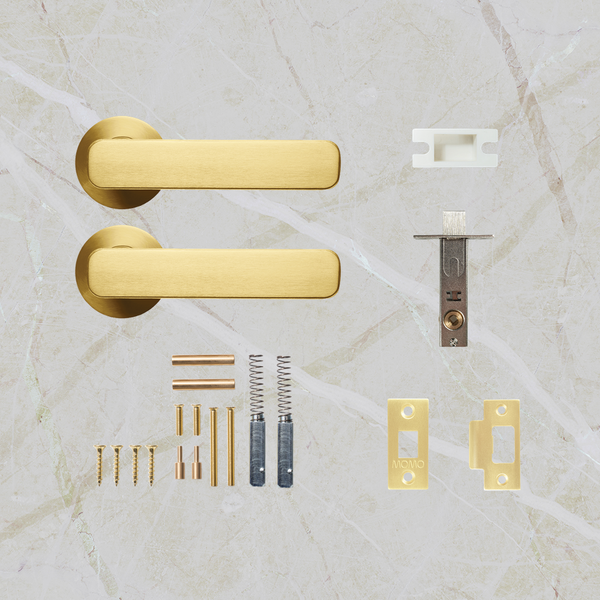 Momo Handles Aspen Solid Brass Tubular Latch Passage Lever Set Brushed Satin Brass