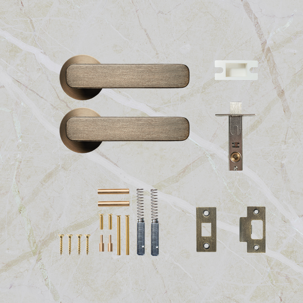 Momo Handles Aspen Solid Brass Tubular Latch Passage Lever Set Dark Brushed Brass