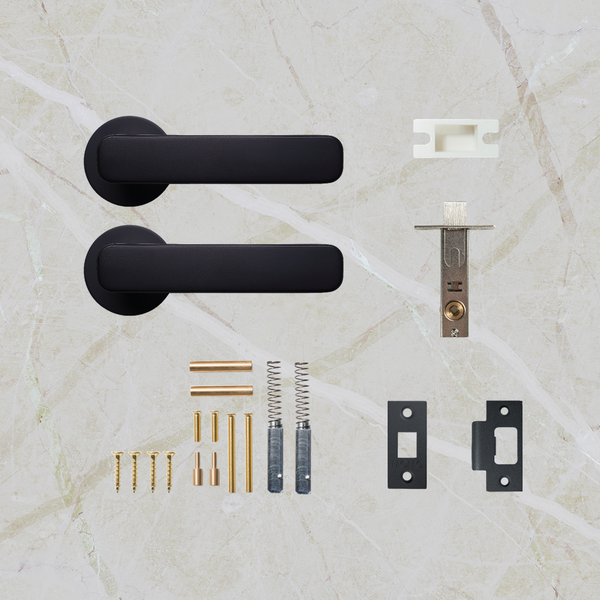 Momo Handles Aspen Solid Brass Tubular Latch Passage Lever Set Matte Black