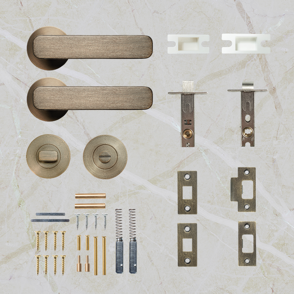 Momo Handles Aspen Solid Brass Tubular Latch Privacy Lever Set Dark Brushed Brass