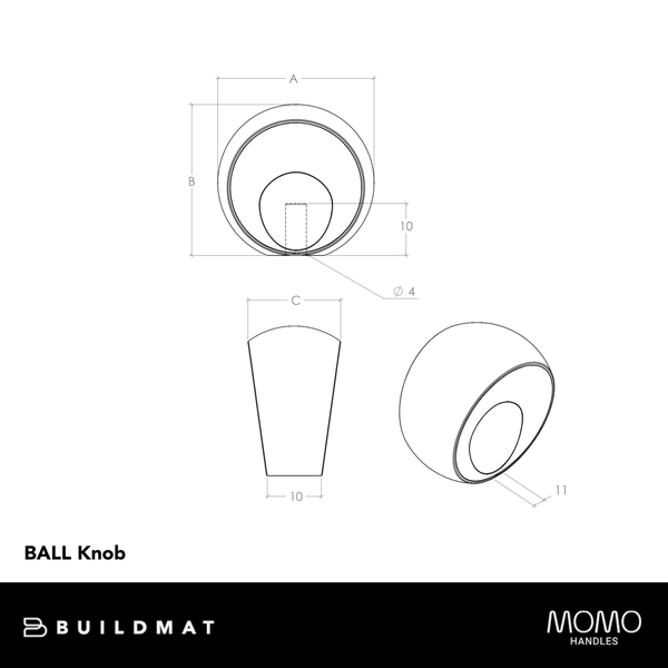 Momo Handles Momo Ball Knob 24mm Matte Black
