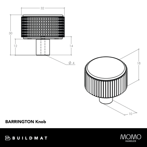 Momo Handles Momo Barrington Knob 32mm Dark Brushed Brass