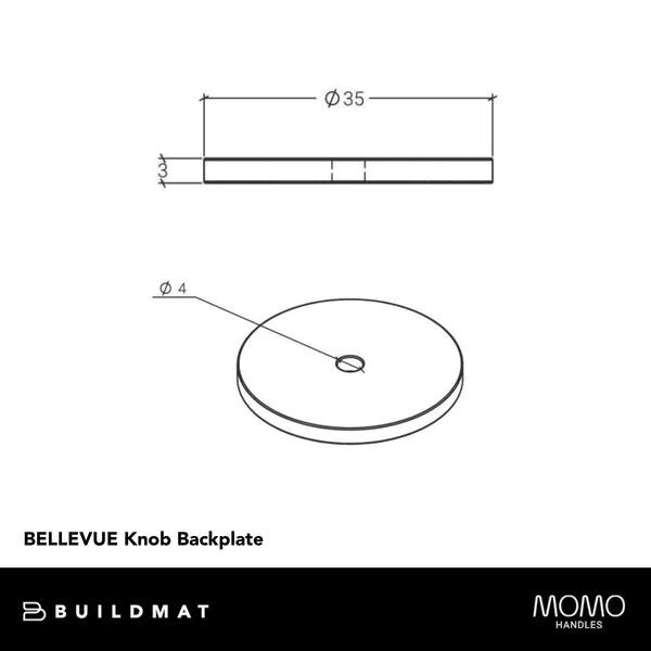 Momo Handles Momo Bellevue Solid Brass Knob Backplate Matte Black