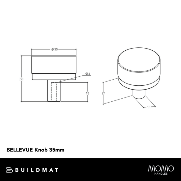 Momo Handles Momo Bellevue Solid Brass Plain Knob 35mm Bronze