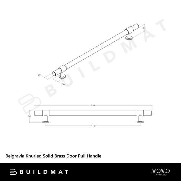 Momo Handles Belgravia Knurled Solid Brass Door Pull Handle Dark Brushed Brass