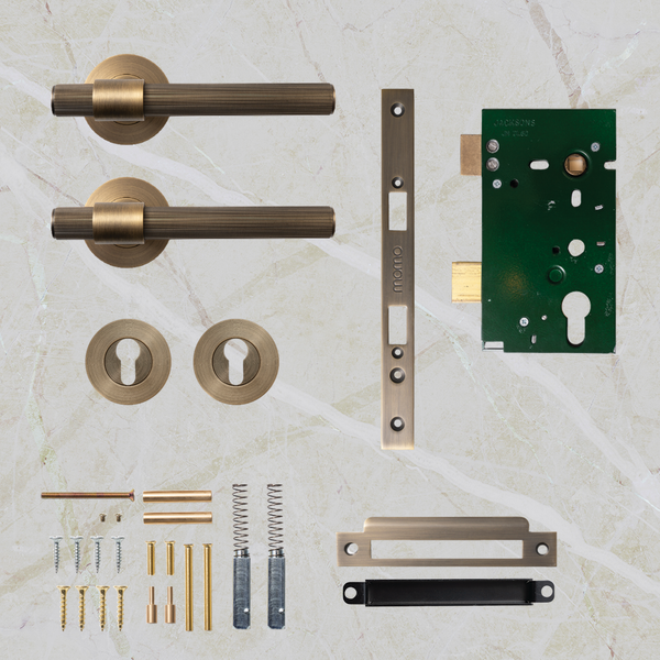 Momo Handles Belgravia Solid Brass Lined Lever Entrance Set Dark Brushed Brass