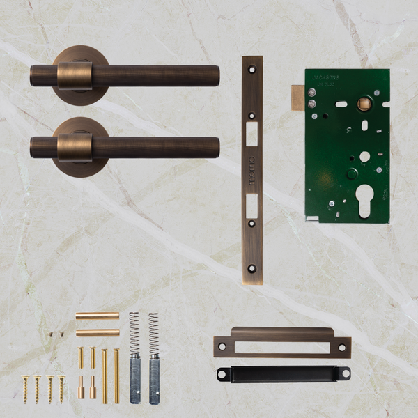 Momo Handles Belgravia Solid Brass Lined Mortice Lock Passage Lever Set Bronze