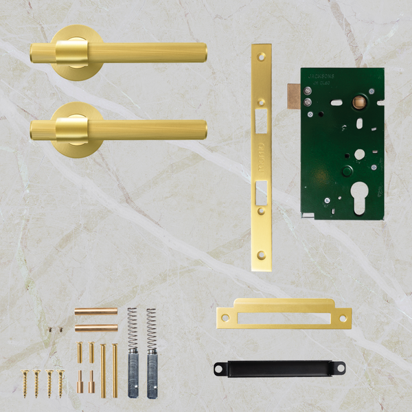 Momo Handles Belgravia Solid Brass Lined Mortice Lock Passage Lever Set Brushed Satin Brass