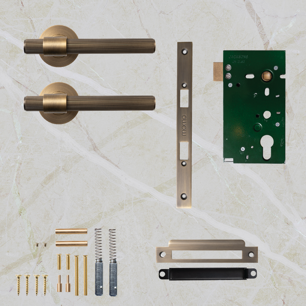 Momo Handles Belgravia Solid Brass Lined Mortice Lock Passage Lever Set Dark Brushed Brass