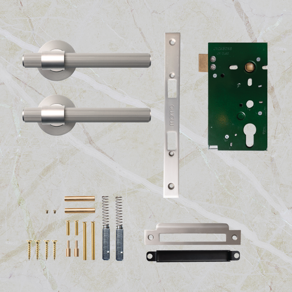 Momo Handles Belgravia Solid Brass Lined Mortice Lock Passage Lever Set Dull Brushed Nickel