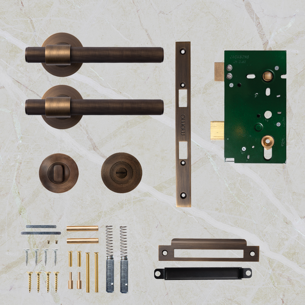 Momo Handles Belgravia Solid Brass Lined Mortice Lock Privacy Lever Set Bronze
