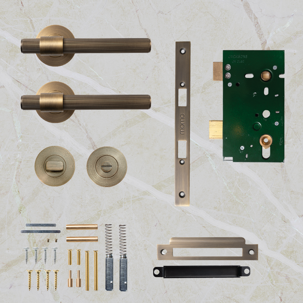 Momo Handles Belgravia Solid Brass Lined Mortice Lock Privacy Lever Set Dark Brushed Brass