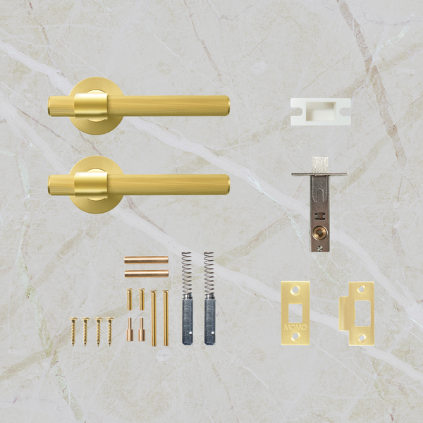 Momo Handles Belgravia Solid Brass Lined Tubular Latch Passage Lever Set Brushed Satin Brass