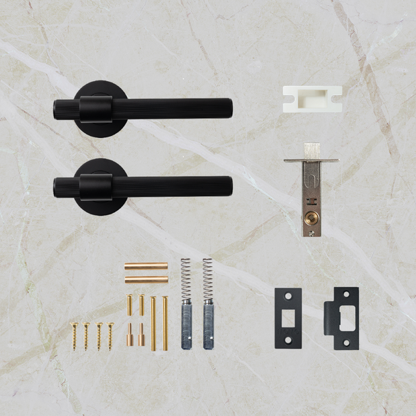 Momo Handles Belgravia Solid Brass Lined Tubular Latch Passage Lever Set Matte Black