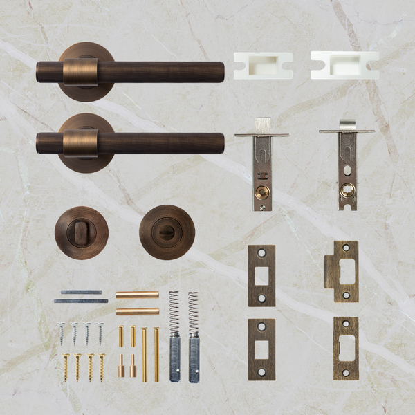 Momo Handles Belgravia Solid Brass Lined Tubular Latch Privacy Lever Set Bronze