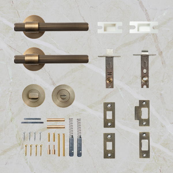 Momo Handles Belgravia Solid Brass Lined Tubular Latch Privacy Lever Set Dark Brushed Brass