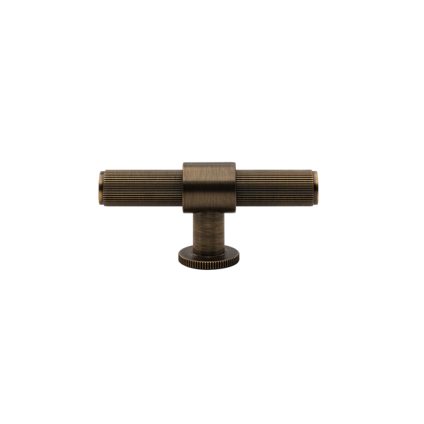 Momo Handles Belgravia Lined T Knob Solid Brass 82mm Dark Brushed Brass