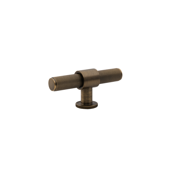 Momo Handles Belgravia Lined T Knob Solid Brass 82mm Dark Brushed Brass
