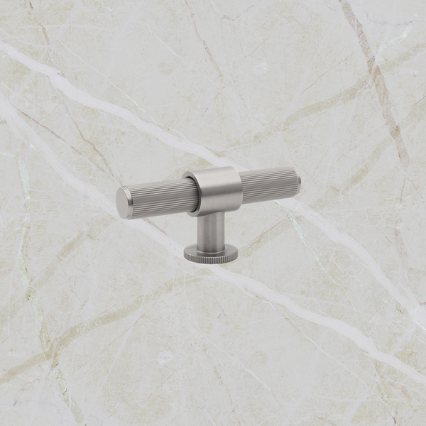 Momo Handles Belgravia Lined T Knob Solid Brass 82mm Dull Brushed Nickel