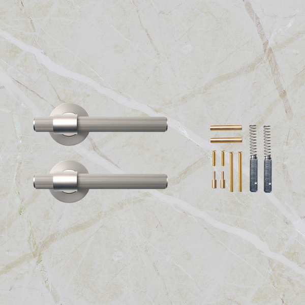 Momo Handles Belgravia Solid Brass Lined Lever Handle Set Dull Brushed Nickel