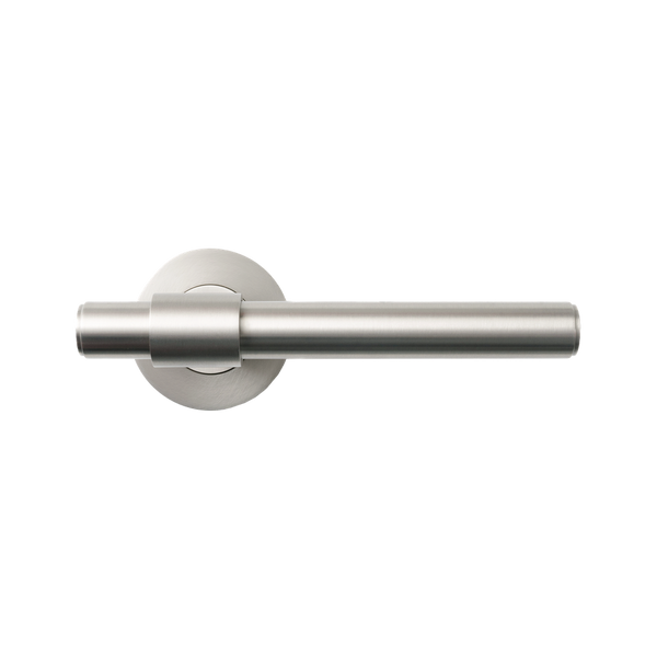 Momo Handles Belgravia Plain Solid Brass Lever Entrance Set Dull Brushed Nickel