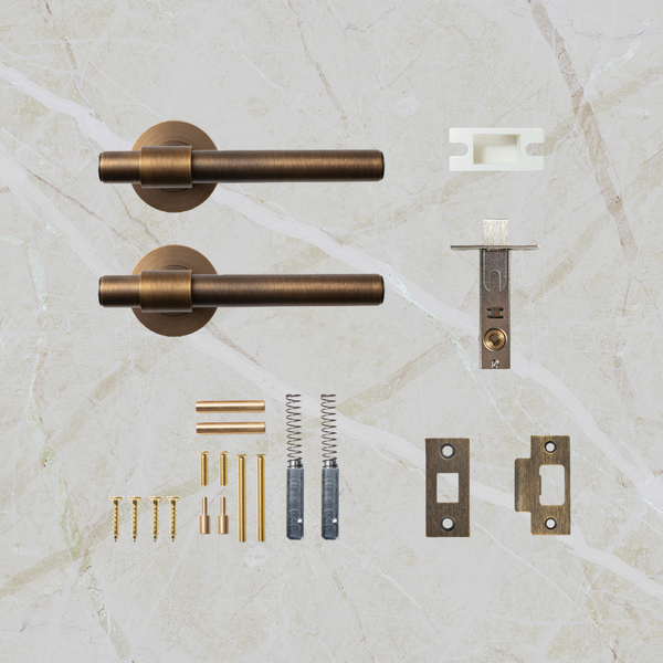 Momo Handles Belgravia Plain Solid Brass Tubular Latch Passage Lever Set Bronze