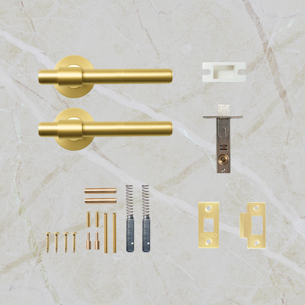 Momo Handles Belgravia Plain Solid Brass Tubular Latch Passage Lever Set Brushed Satin Brass