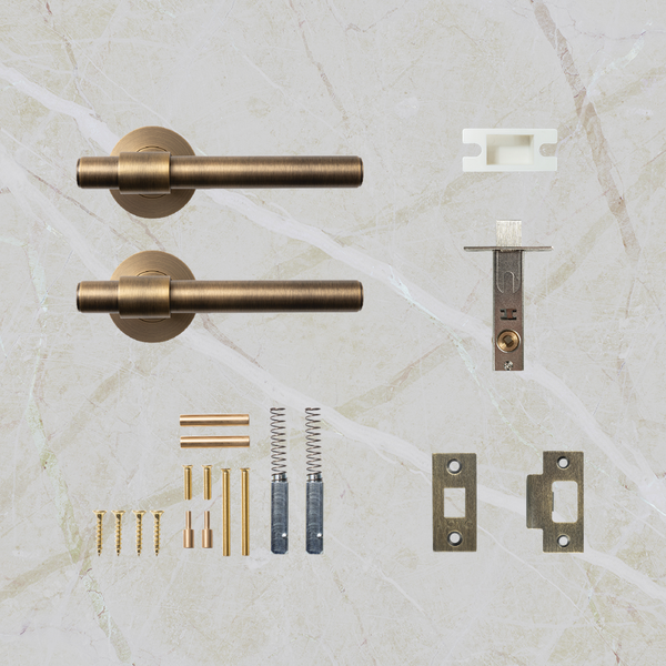 Momo Handles Belgravia Plain Solid Brass Tubular Latch Passage Lever Set Dark Brushed Brass