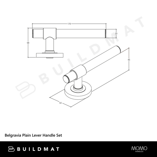 Momo Handles Belgravia Plain Lever Handle Set Matte Black
