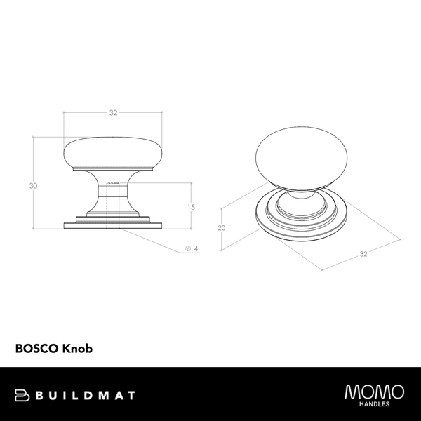 Momo Handles Momo Bosco Knob 32mm Polished Nickel