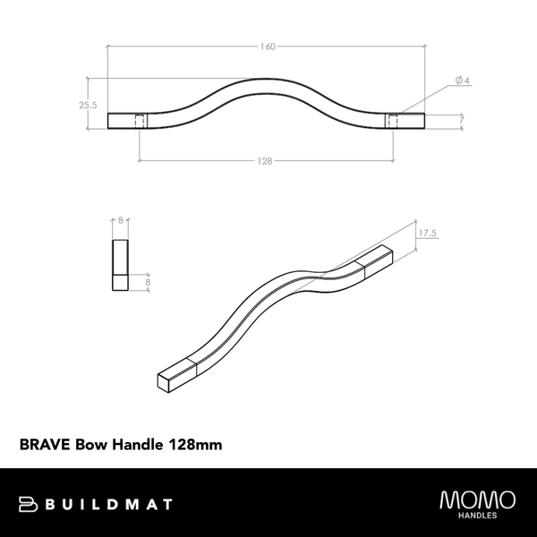 Momo Handles Momo Brave Bow Handle 128mm Metallic Golden Brown