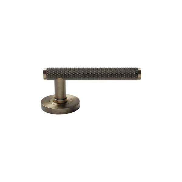 Momo Handles Bellevue Solid Brass Knurled Mortice Lock Passage Lever Set Dark Brushed Brass