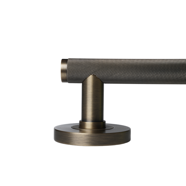 Momo Handles Bellevue Solid Brass Knurled Mortice Lock Passage Lever Set Dark Brushed Brass