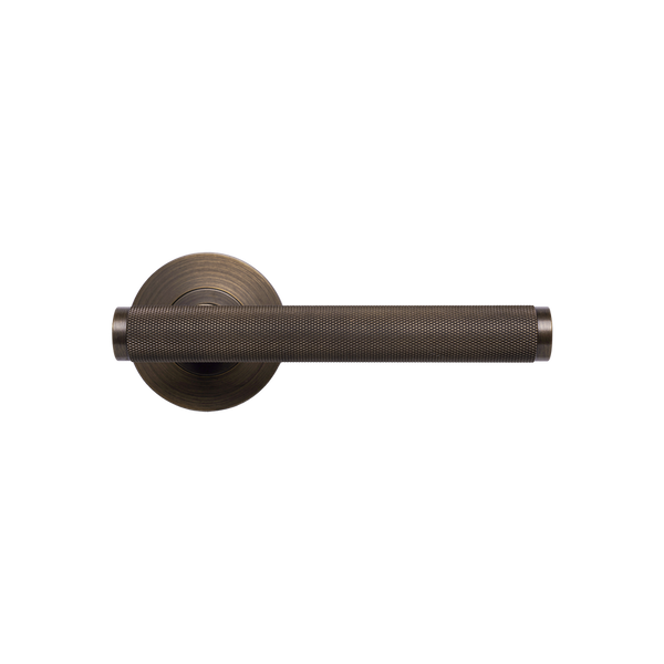 Momo Handles Bellevue Solid Brass Knurled Tubular Latch Privacy Lever Set Bronze