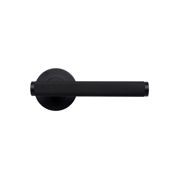 Momo Handles Bellevue Solid Brass Knurled Tubular Latch Privacy Lever Set Matte Black