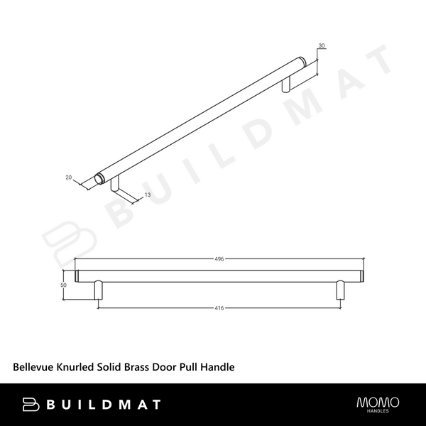 Momo Handles Bellevue Knurled Solid Brass Door Pull Handle Dark Bronze