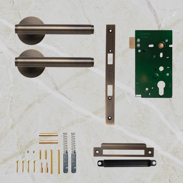 Momo Handles Bellevue Solid Brass Plain Mortice Lock Passage Lever Set Bronze