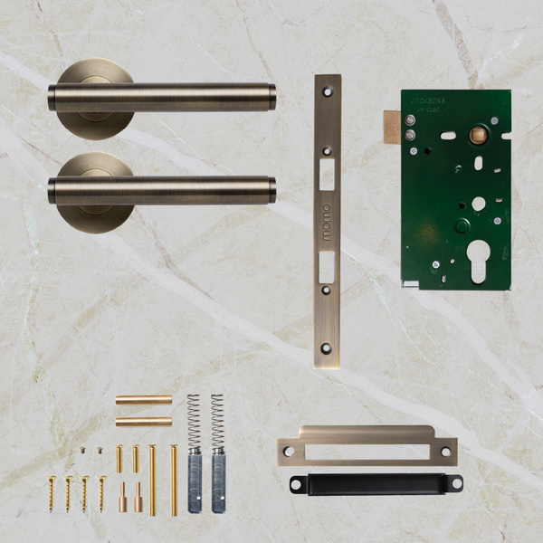 Momo Handles Bellevue Solid Brass Plain Mortice Lock Passage Lever Set Dark Brushed Brass