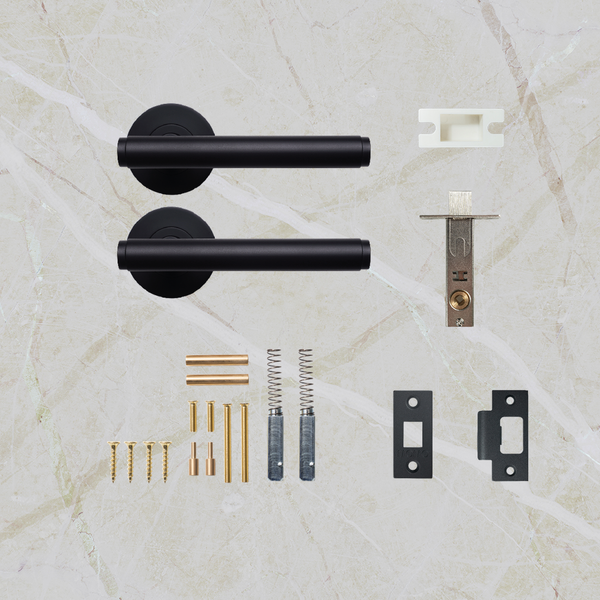 Momo Handles Bellevue Solid Brass Plain Tubular Latch Passage Lever Set Matte Black
