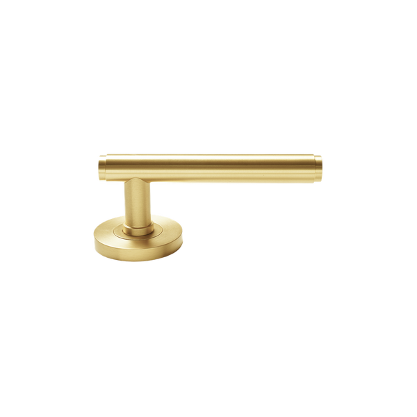 Momo Handles Bellevue Solid Brass Plain Tubular Latch Privacy Lever Set Brushed Satin Brass