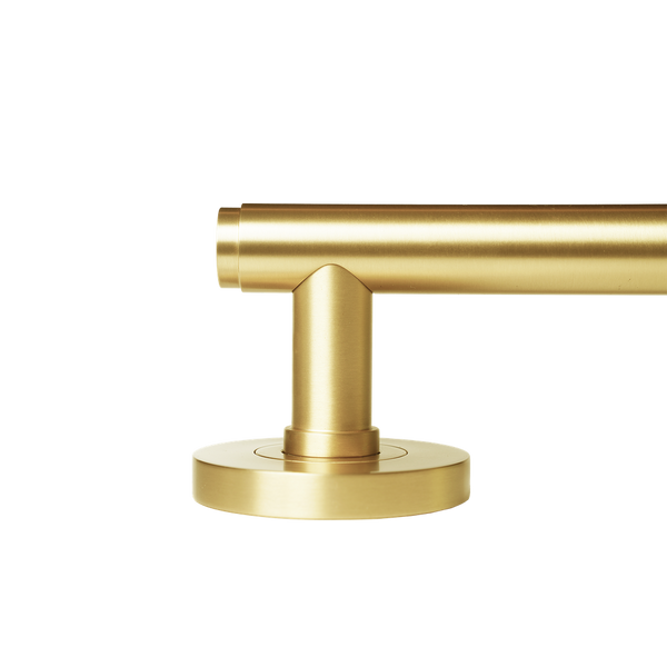 Momo Handles Bellevue Solid Brass Plain Tubular Latch Privacy Lever Set Brushed Satin Brass