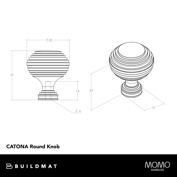 Momo Handles Momo Catona Round Knob 32mm Polished Nickel