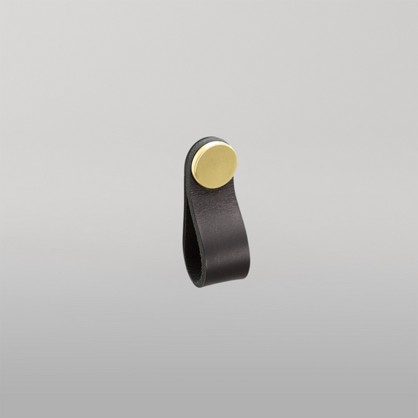 Momo Handles Momo Flexa Leather Pull 70mm Black With Brass Button