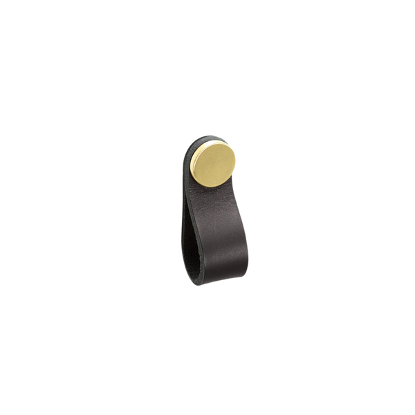 Momo Handles Momo Flexa Leather Pull 70mm Black With Brass Button